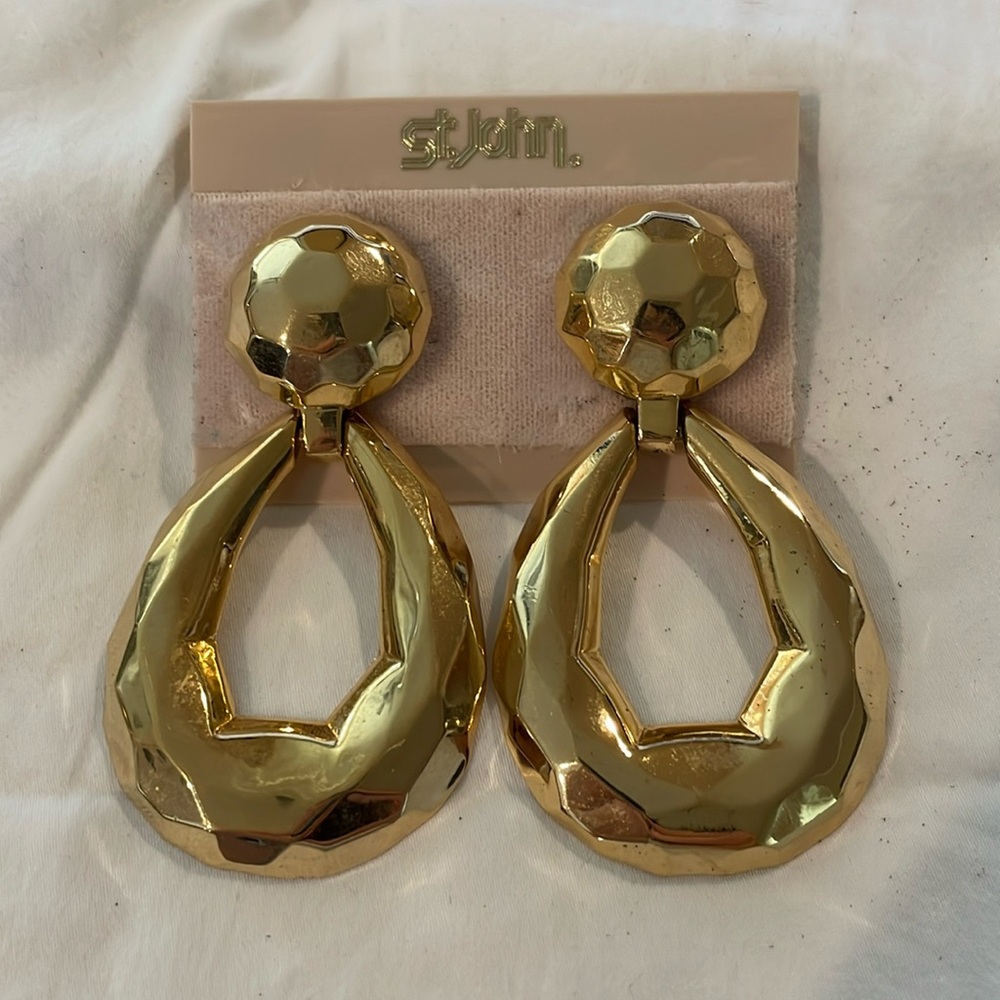 Vintage St. John Gold runway jewelry statement earrings